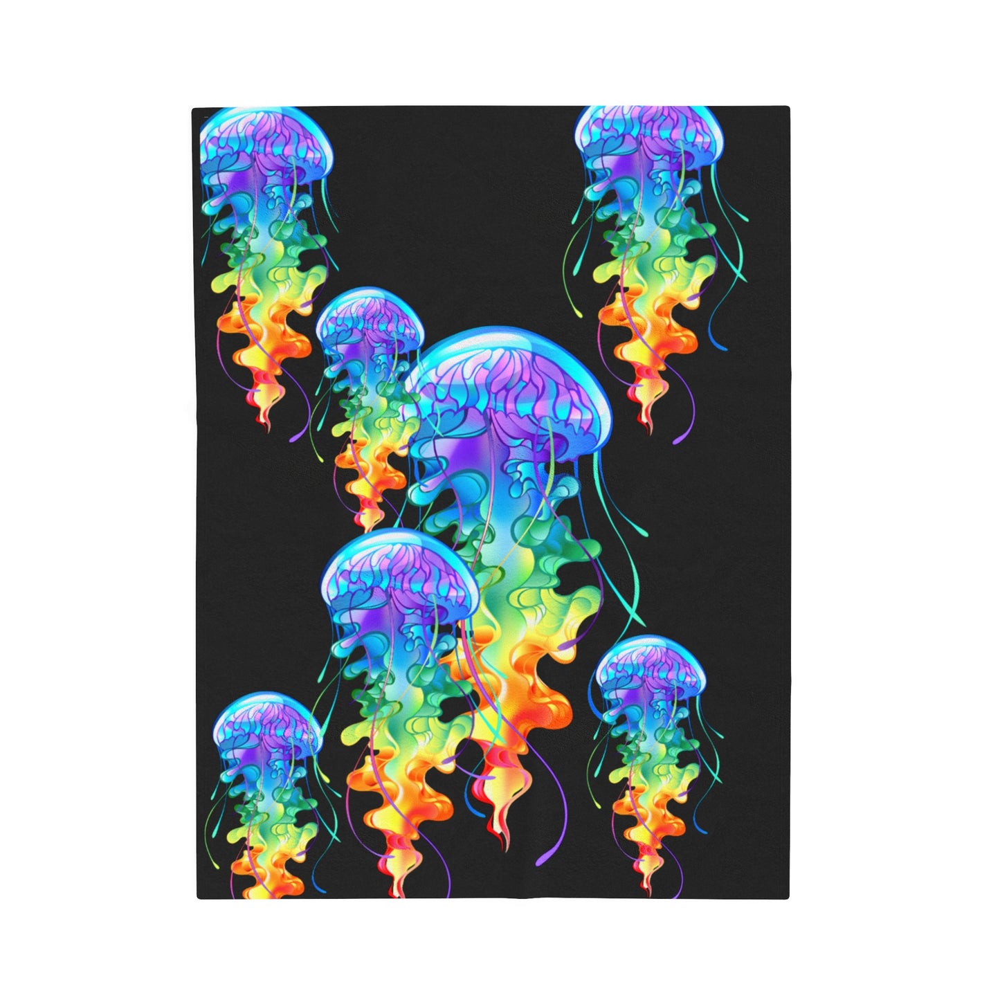 Rainbow Jellyfish Velveteen Plush Blanket