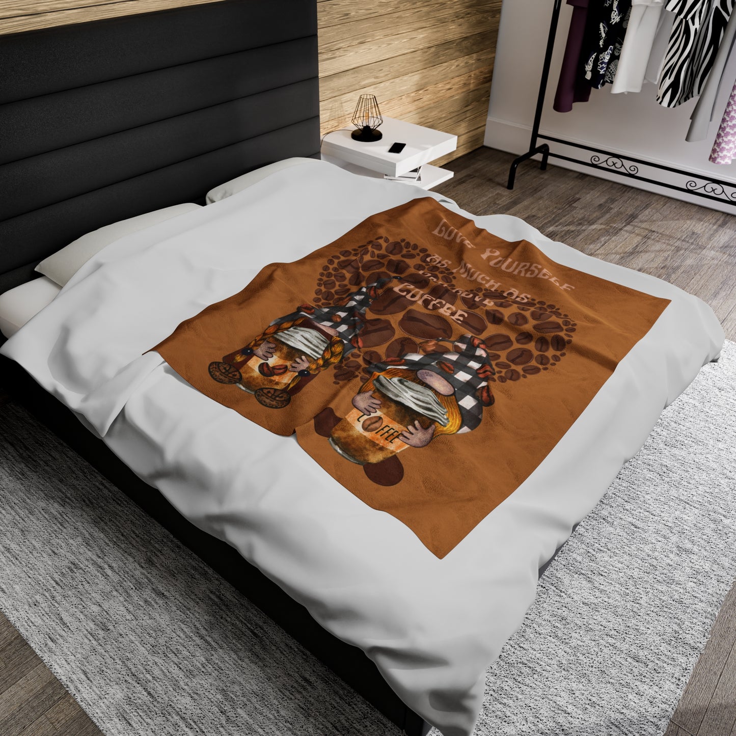 Love Yourself as Much as You Love Coffee Velveteen Plush Blanket