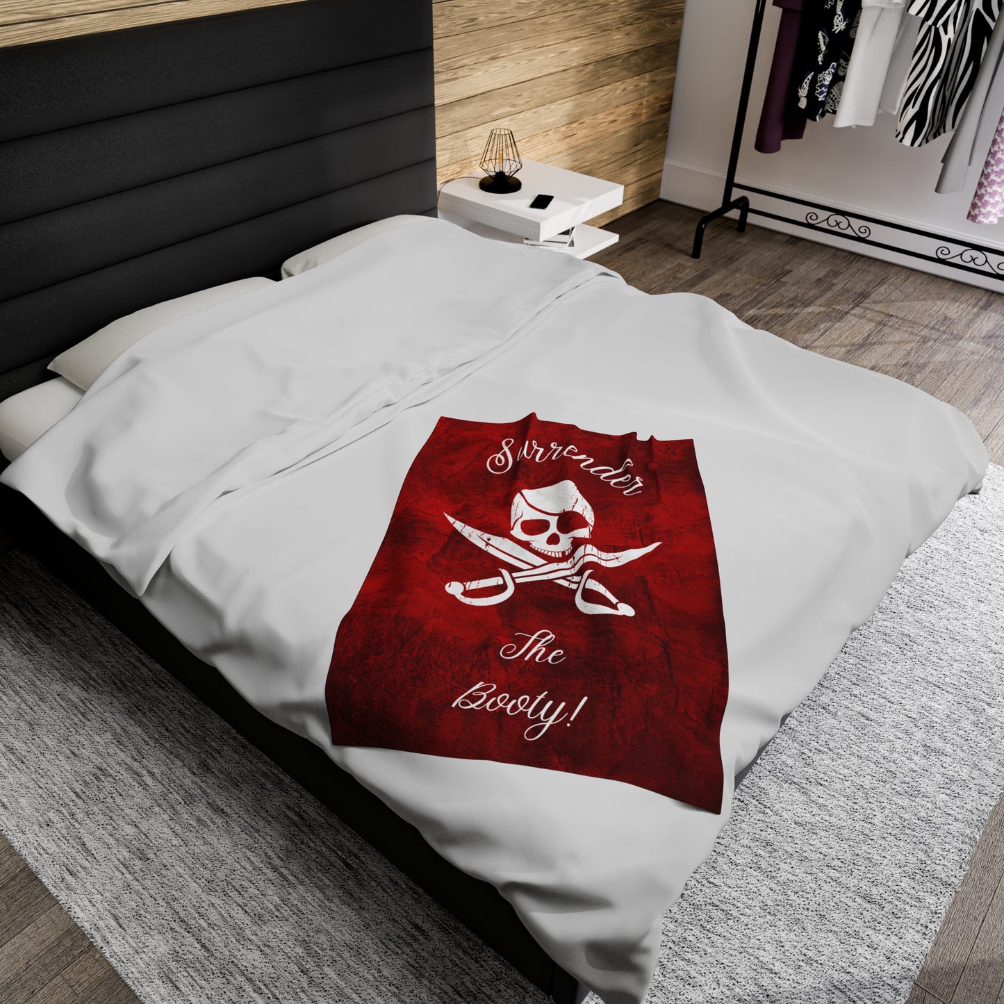 Surrender the Booty Pirate Velveteen Plush Blanket