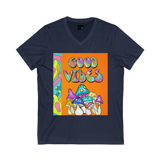 Good Vibes Unisex Jersey Short Sleeve V-Neck Tee