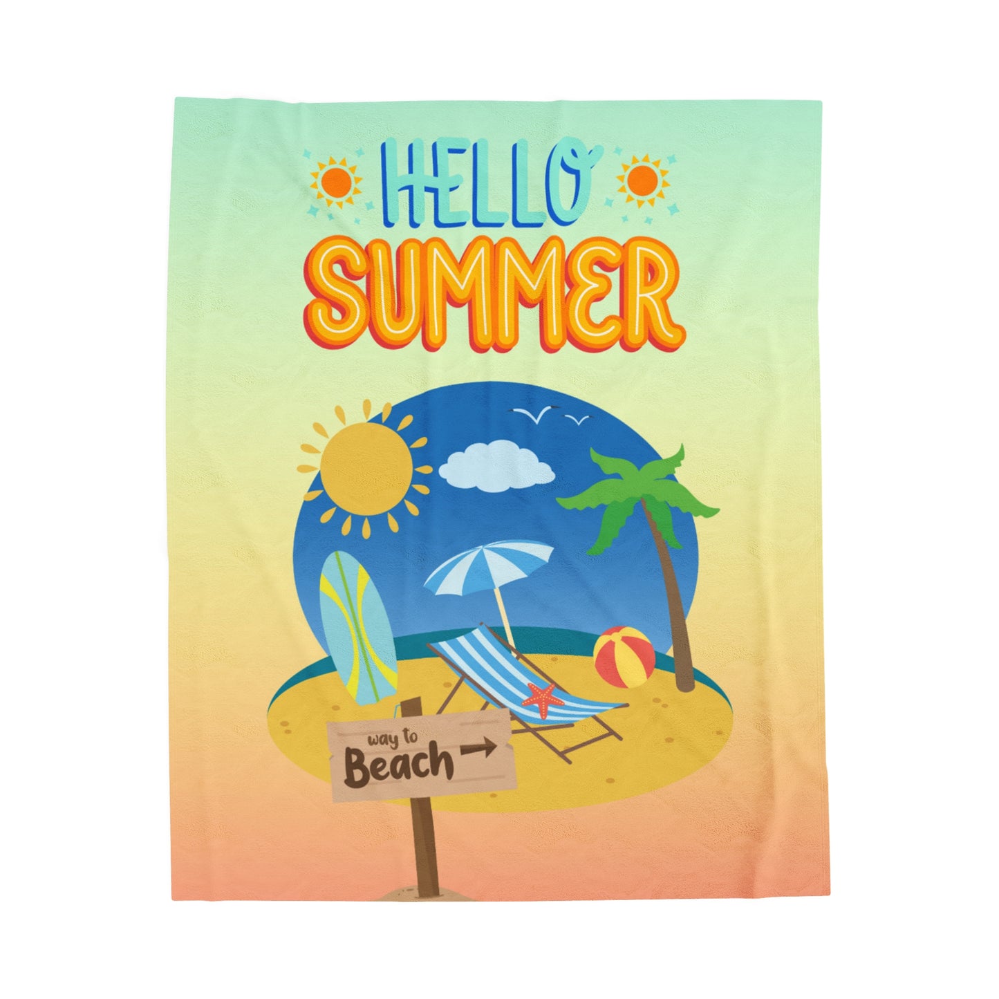 Hello Summer Velveteen Plush Blanket