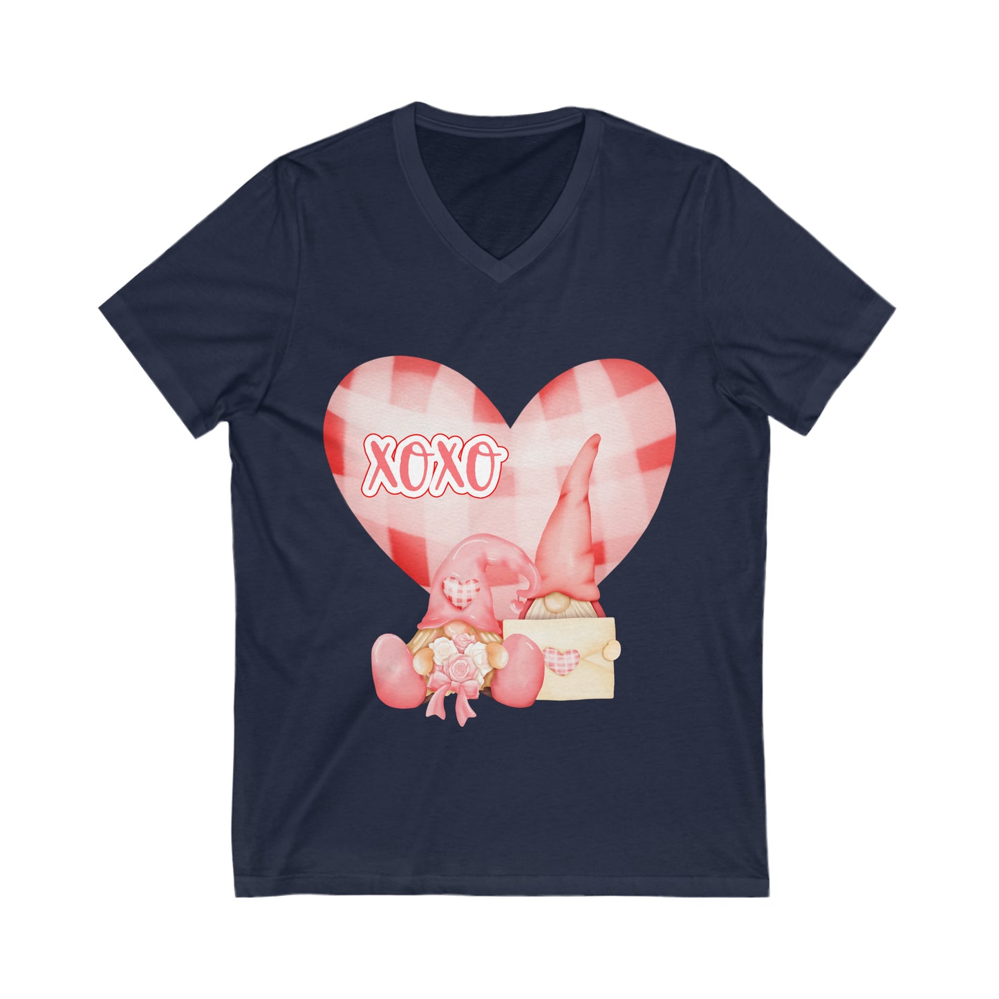 Hugs and Kisses Valentine's Gnomes V Neck T-shirt