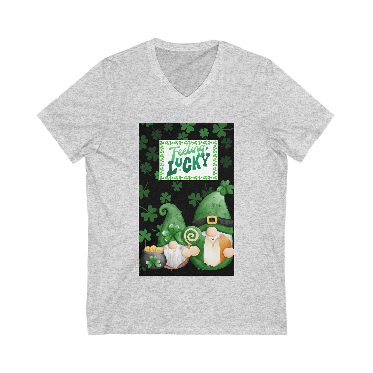 Feelin' Lucky Gnomes Unisex Jersey Short Sleeve V-Neck Tee