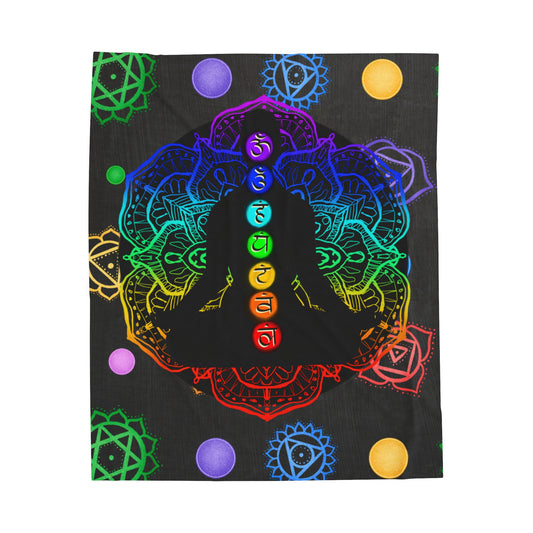 Chakras Meditator Velveteen Plush Blanket