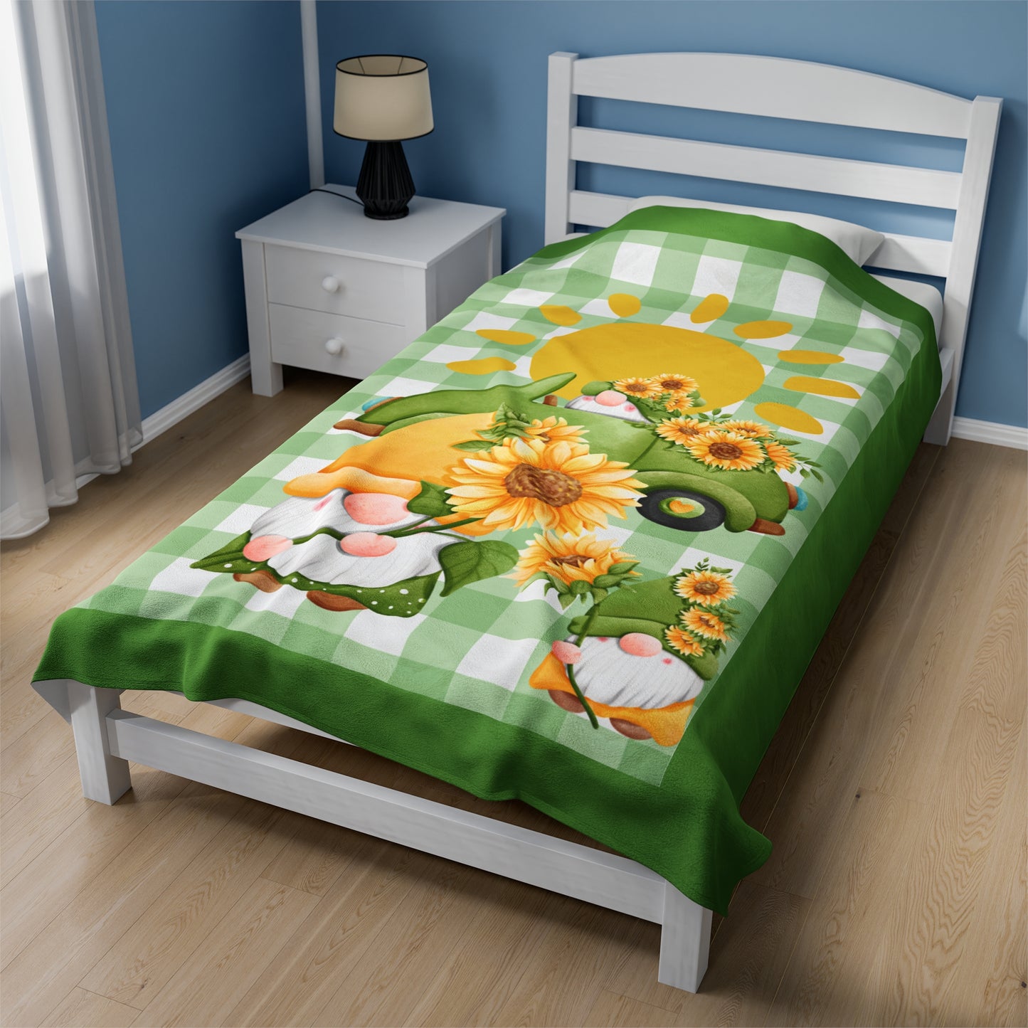 Sunflower Gnomes Velveteen Plush Blanket