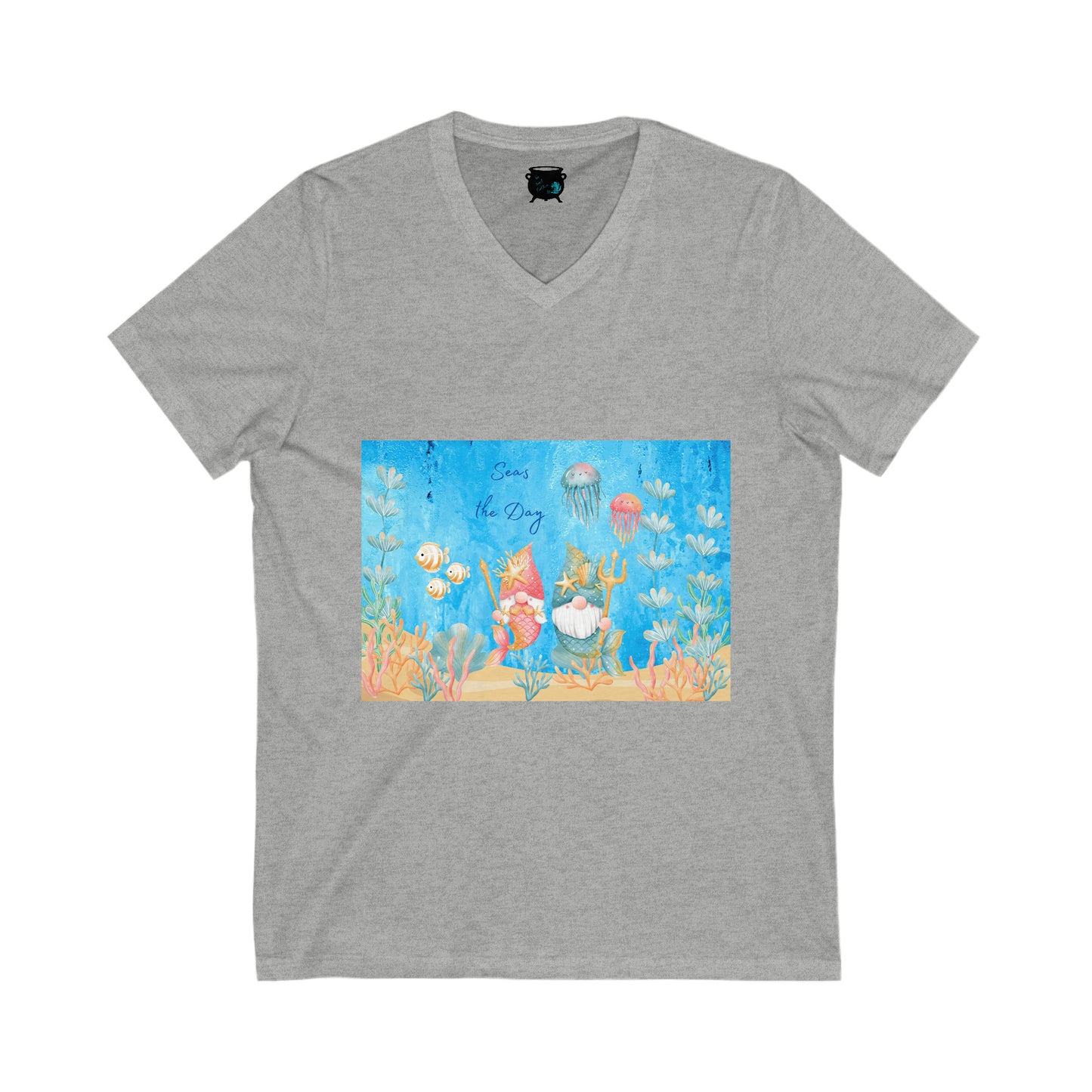 Seas the Day Gnomes Unisex Jersey Short Sleeve V-Neck Tee