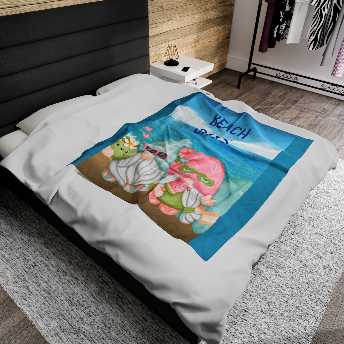 Beach Days Gnomes Velveteen Plush Blanket