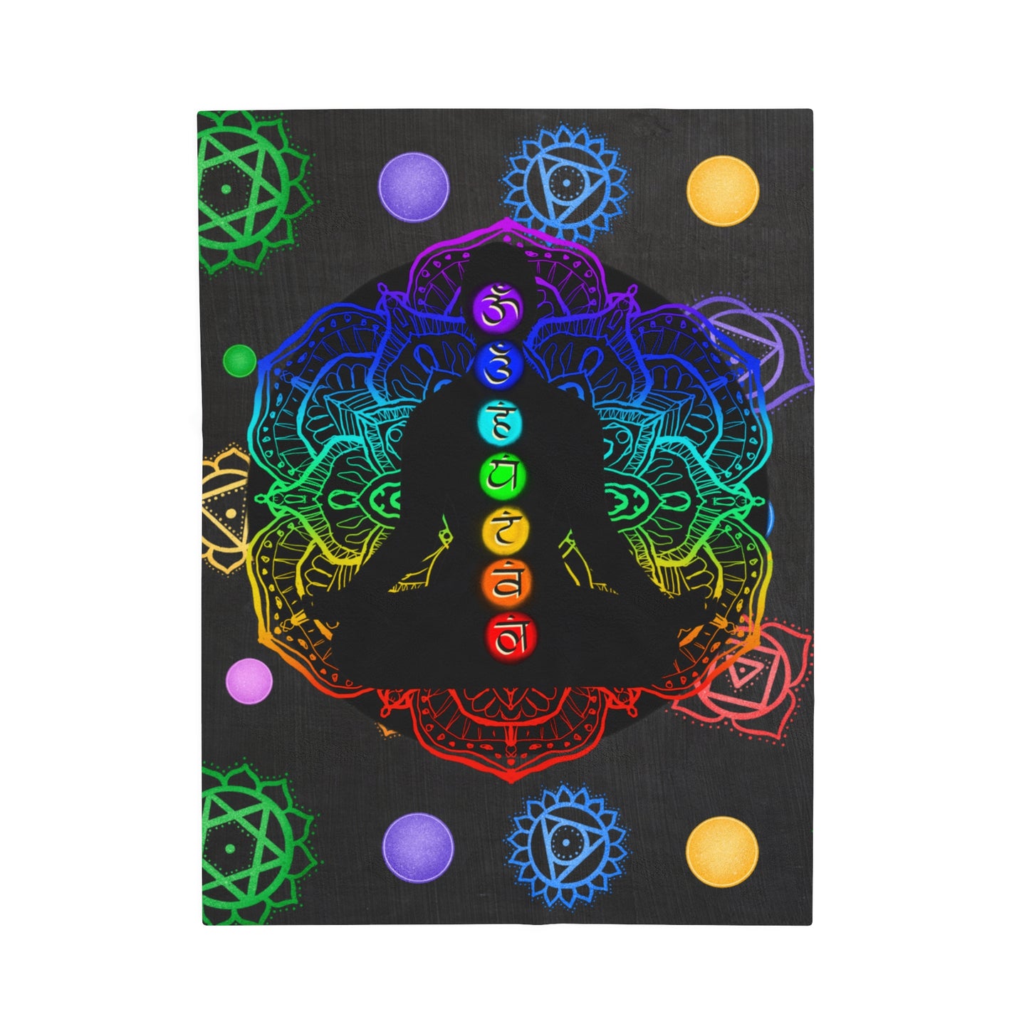 Chakras Meditator Velveteen Plush Blanket