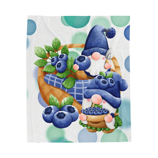 Blueberry Gnomes Velveteen Plush Blanket