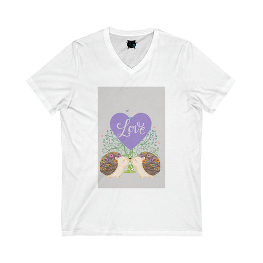 Love Hedgehogs Unisex Jersey Short Sleeve V-Neck Tee