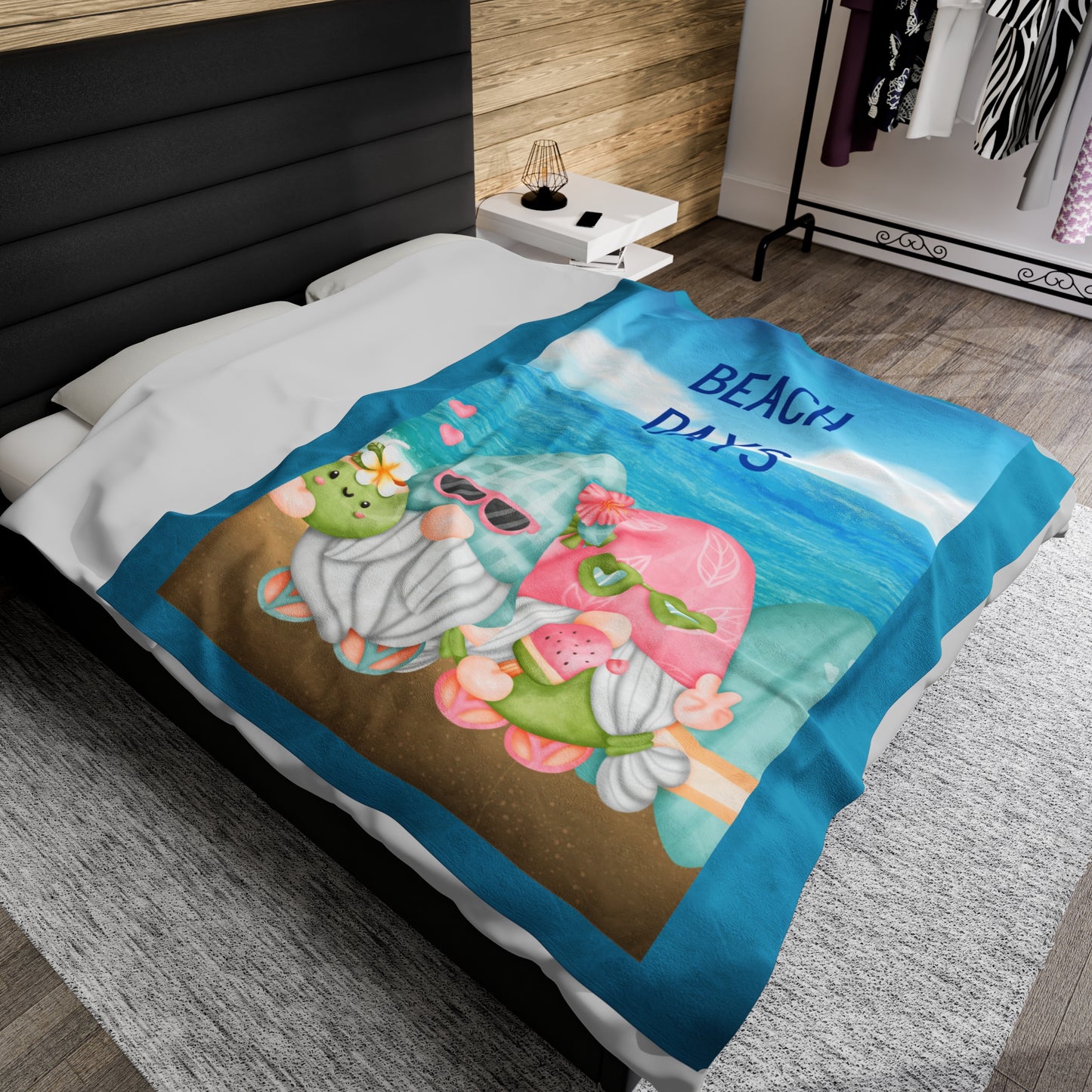 Beach Days Gnomes Velveteen Plush Blanket