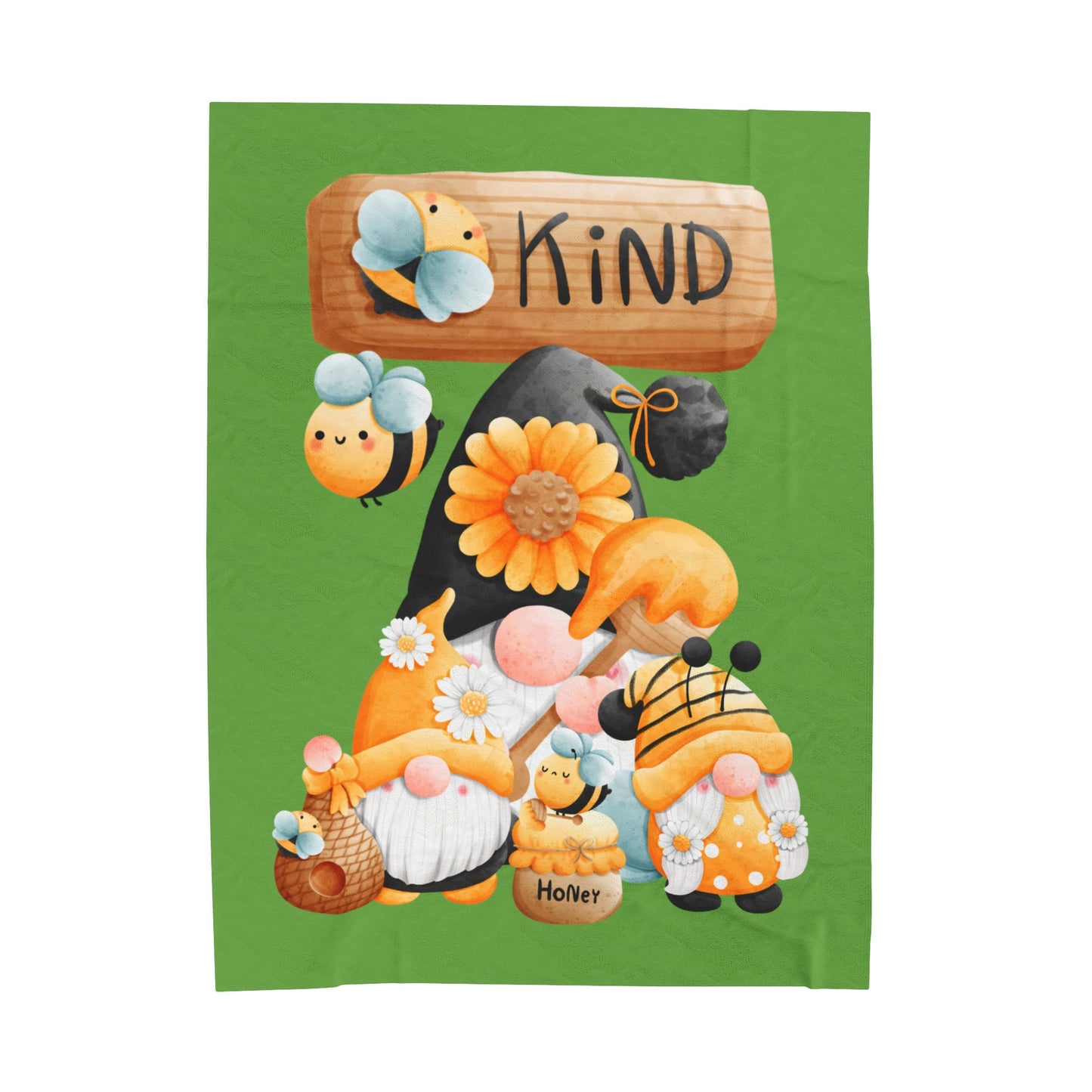 Bee Kind Gnomes Velveteen Plush Blanket