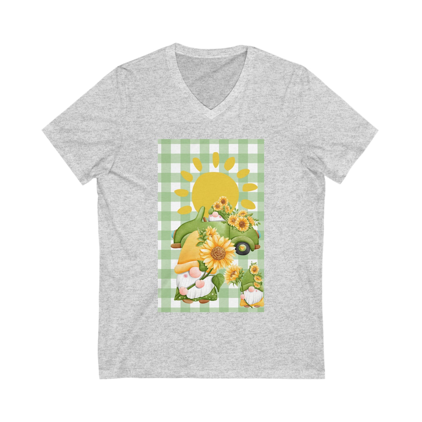 Sunflower Gnomes Unisex Jersey Short Sleeve V-Neck Tee