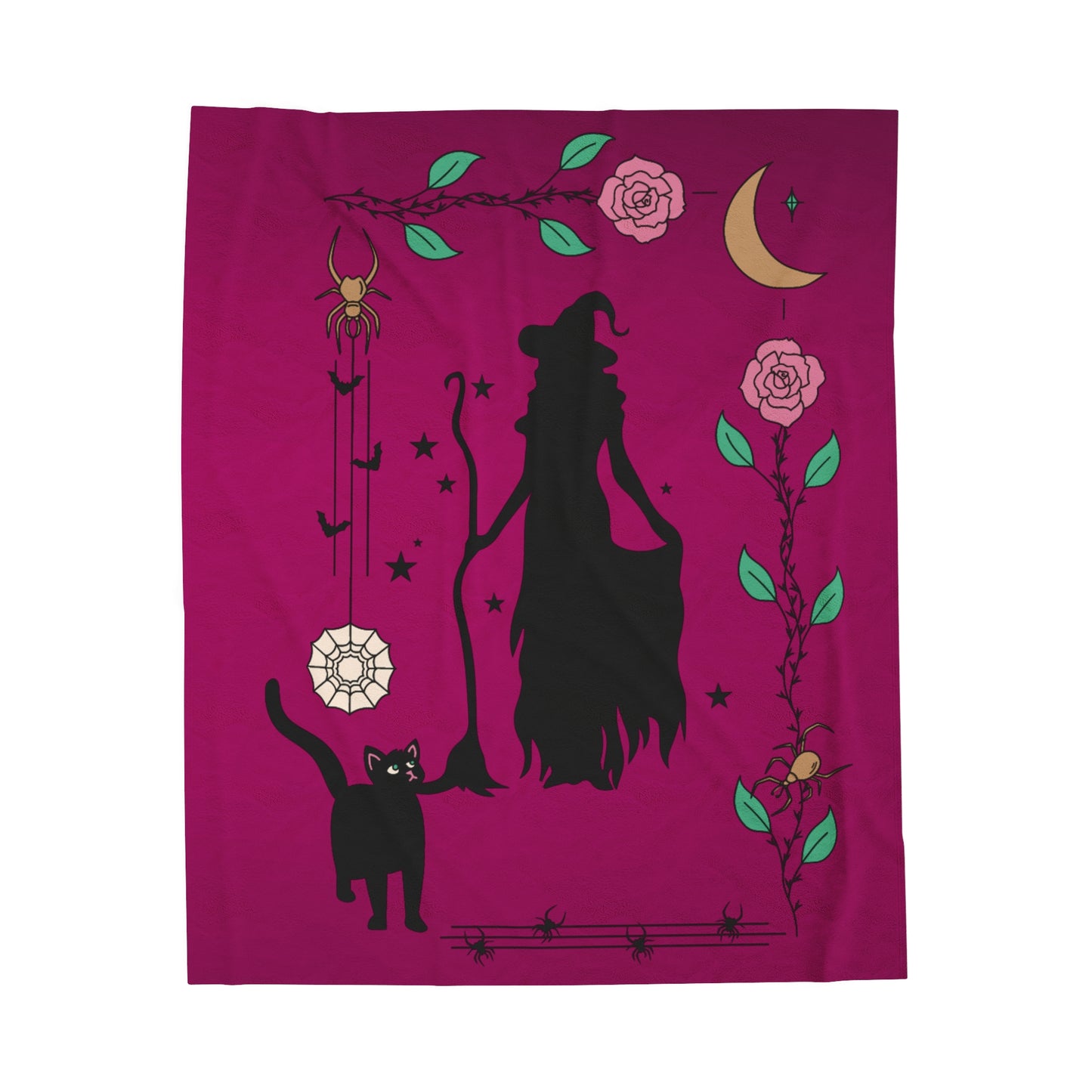 Rose Border Witch Velveteen Plush Blanket