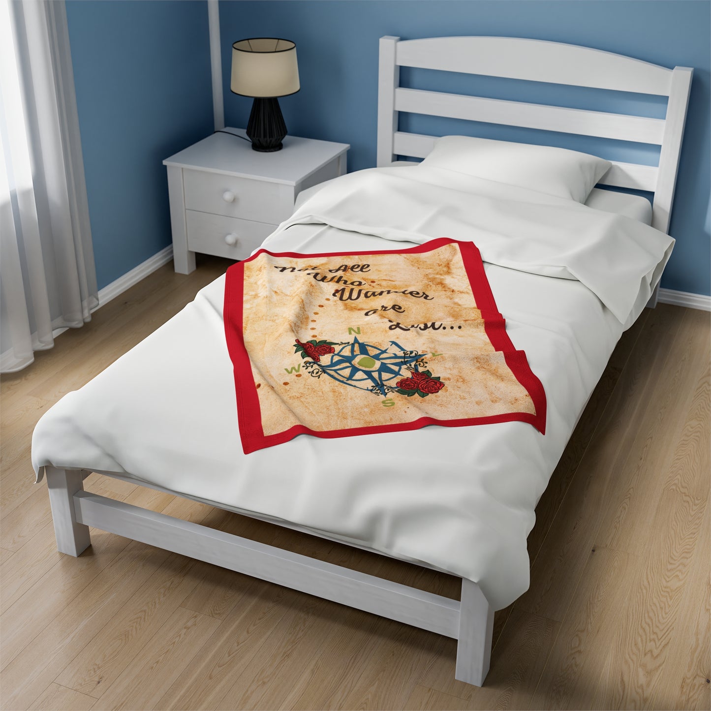 Not All Who Wander are Lost Velveteen Plush Blanket