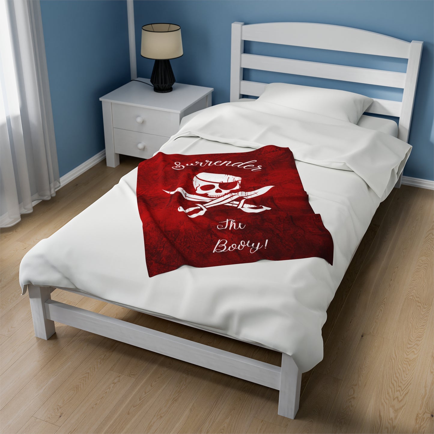 Surrender the Booty Pirate Velveteen Plush Blanket