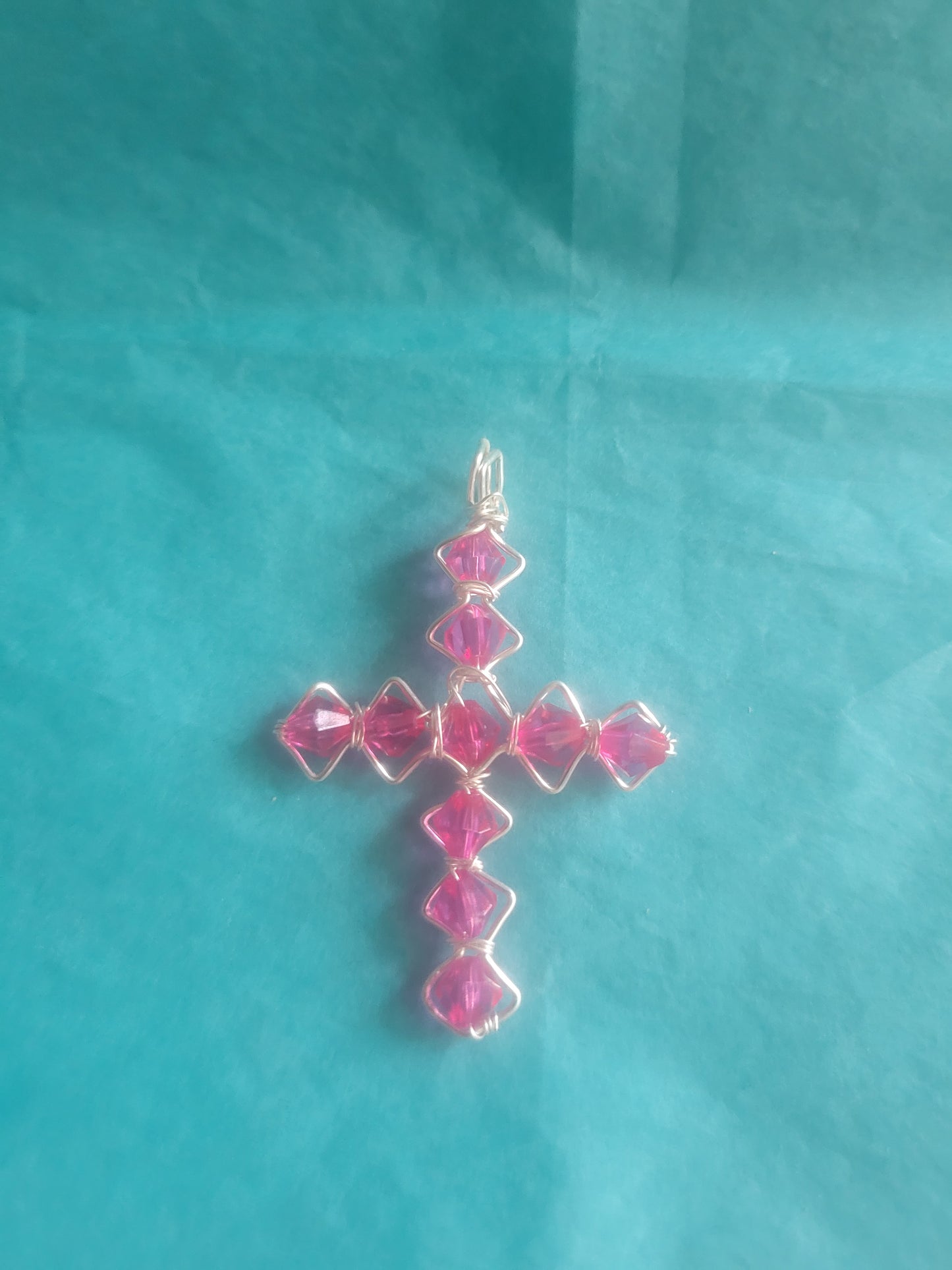 PINK CROSS PENDANT IP107