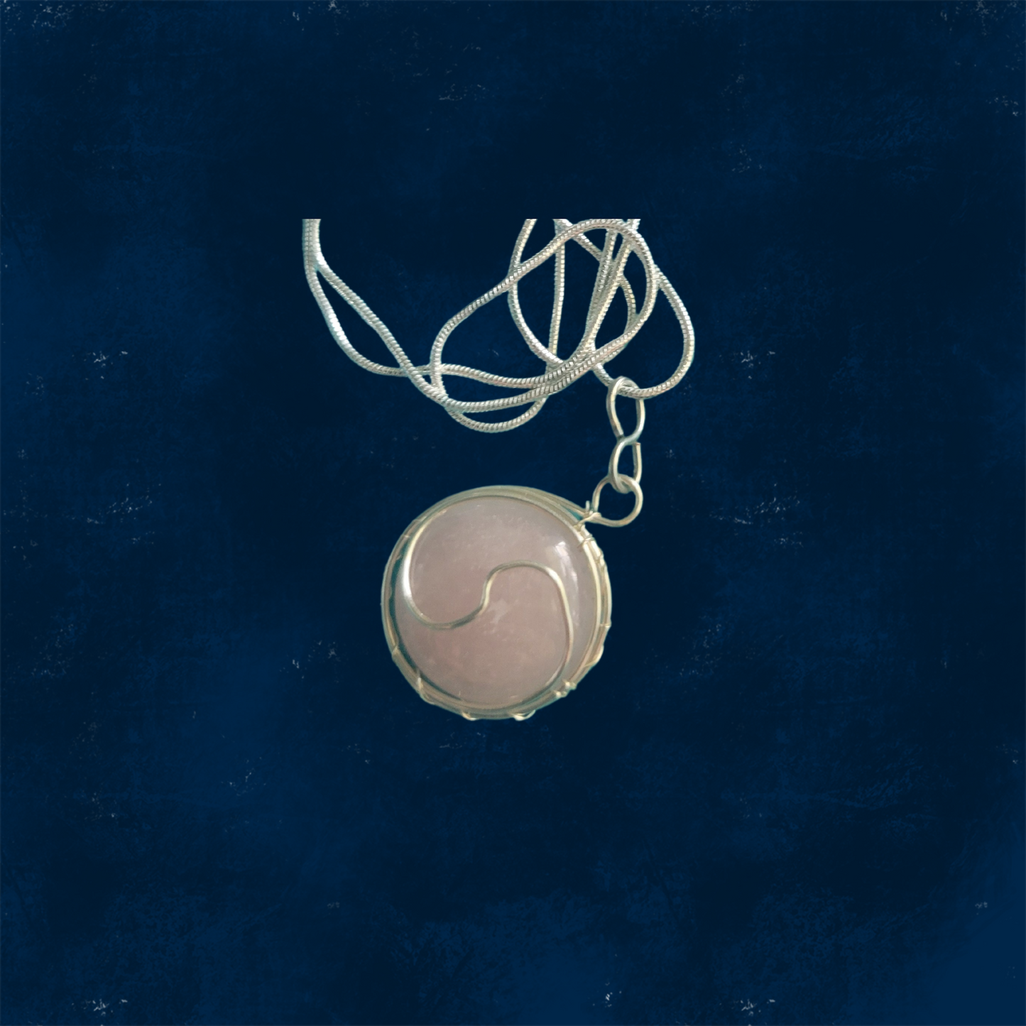 rose quartz ying yang with silver chain IP 47