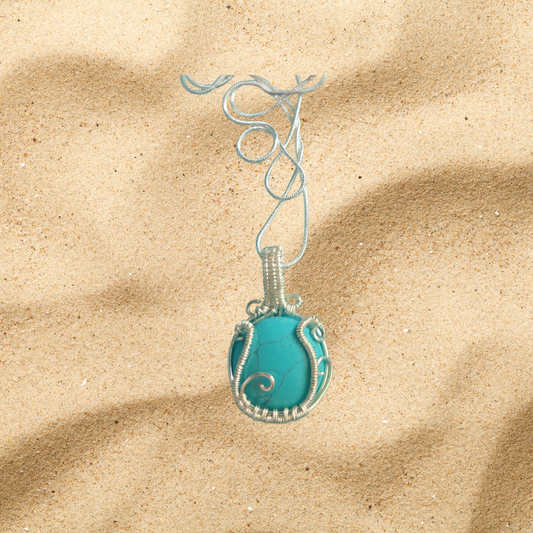 turquoise pendant with silver chain IP 57