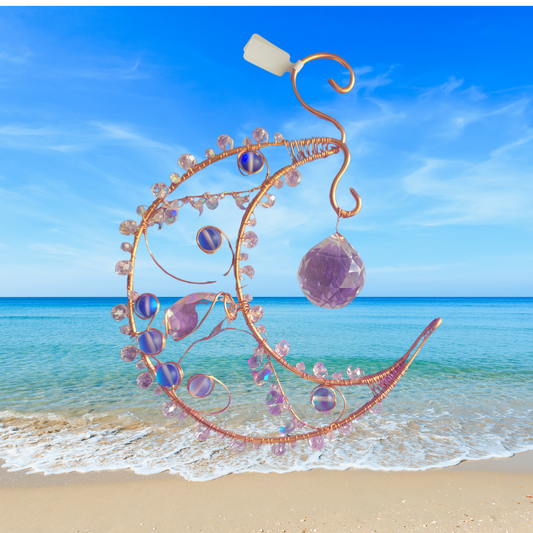 COPPER BLUE AND PURPLE FAIRY BUBBLE MOON SUNCATCHER IP76