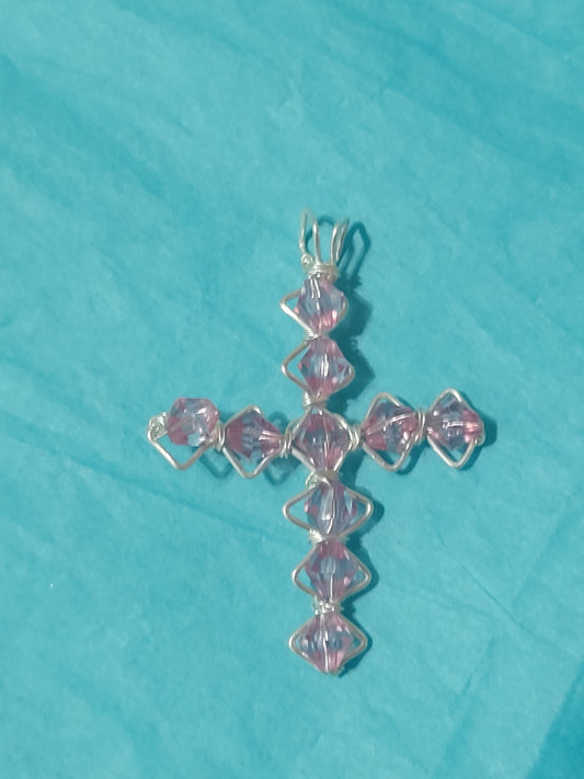 LT PINK CROSS PENDANT IP158